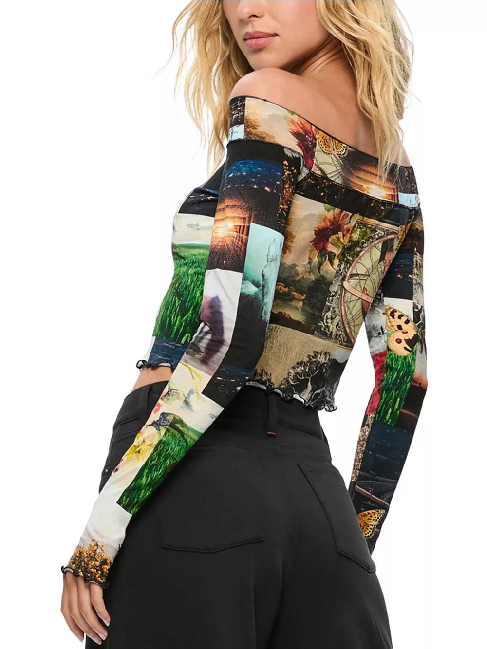 Alice + Olivia - Dorinda Off The Shoulder Top With Thumbholes - Picture 4 of 8